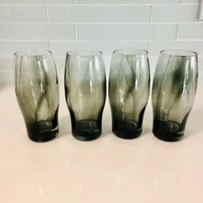 LIBBEY PERCEPTION BLACK/SMOKE SWIRL ICED TEA  GLASSES 6-1/2" - 4 TOTAL 