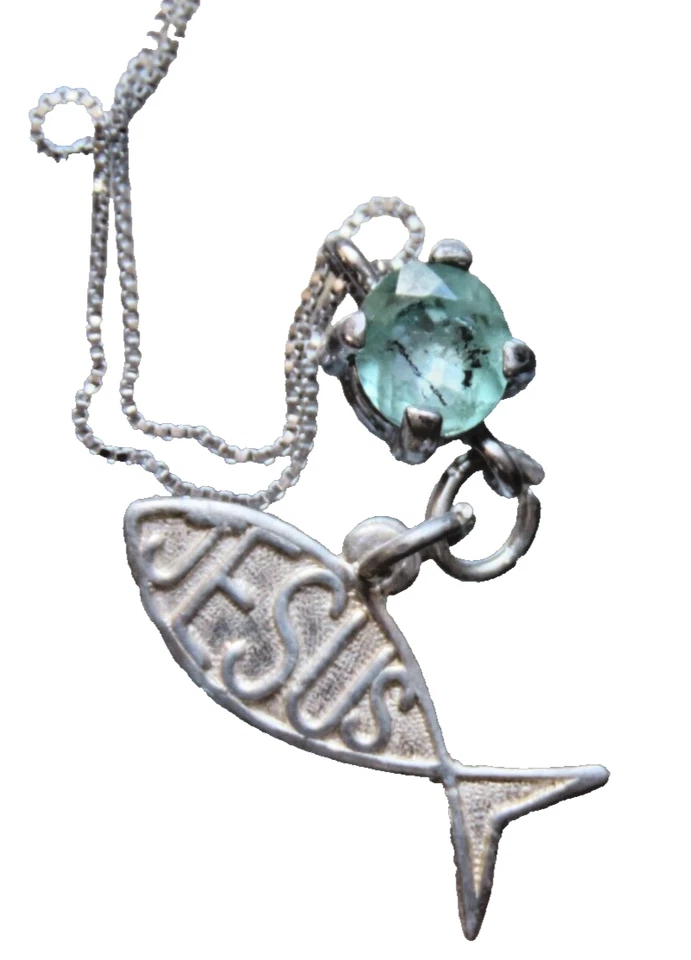 Collana con smeraldo colombiano - argento 925 JESUS - Immagine 3 di 4