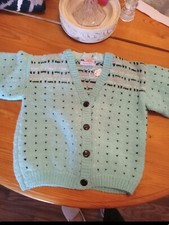Hand Knit kids Cardigan sweater, New, Size 4-6 Years
