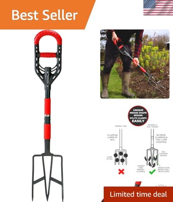 Innovative Soil Lump Cutting Garden Fork with Fiberglass Grip and Durable Tines