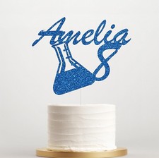 Personalised SCIENCE Glitter Cake Topper, Custom Name  Age, Happy Birthday Party