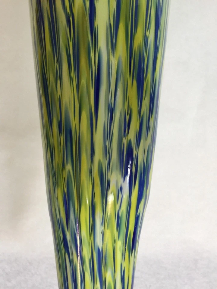 Huge Murano Bavai Conicity Art Glass Green & Blue Pendant Light Shade, 23 3/4" T - Image 2 of 4