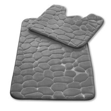 Diamond  Bath Mat Set Pedestal Non Slip Super Soft Toilet Bathroom Rug 2 Pieces