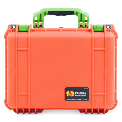 Orange & Lime Green Pelican 1450 case. With Foam.