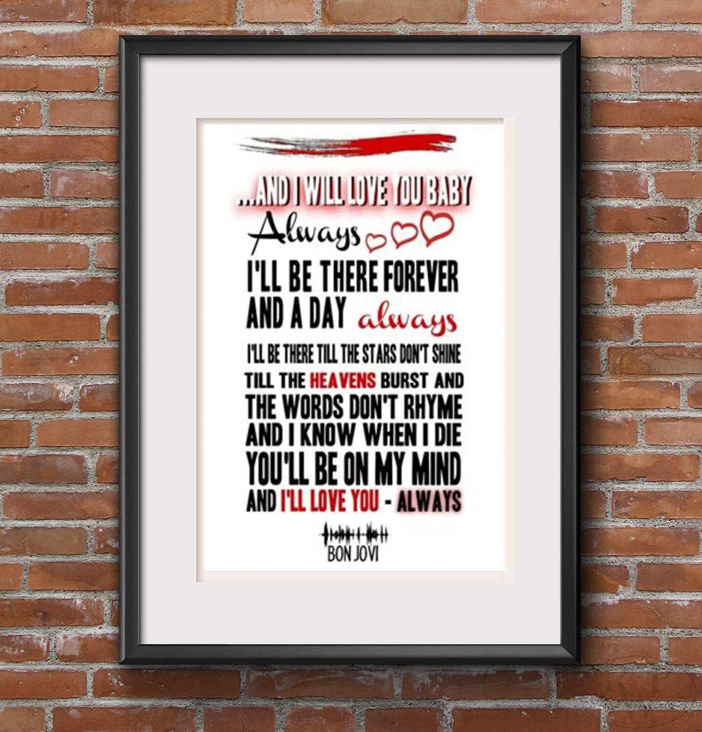 BON JOVI LYRIC Famous Song Music Art Print Poster Wall Picture Image A4