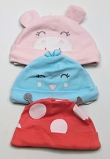 Carter's Animal Characters Baby Beany Hats - 3pcs - 3 Months e177-c 