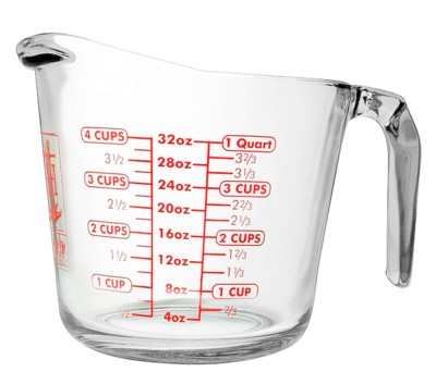 4 cup MEASURING CUP Clear Glass 32oz quart liter mL bowl Anchor Hocking 55178OL9