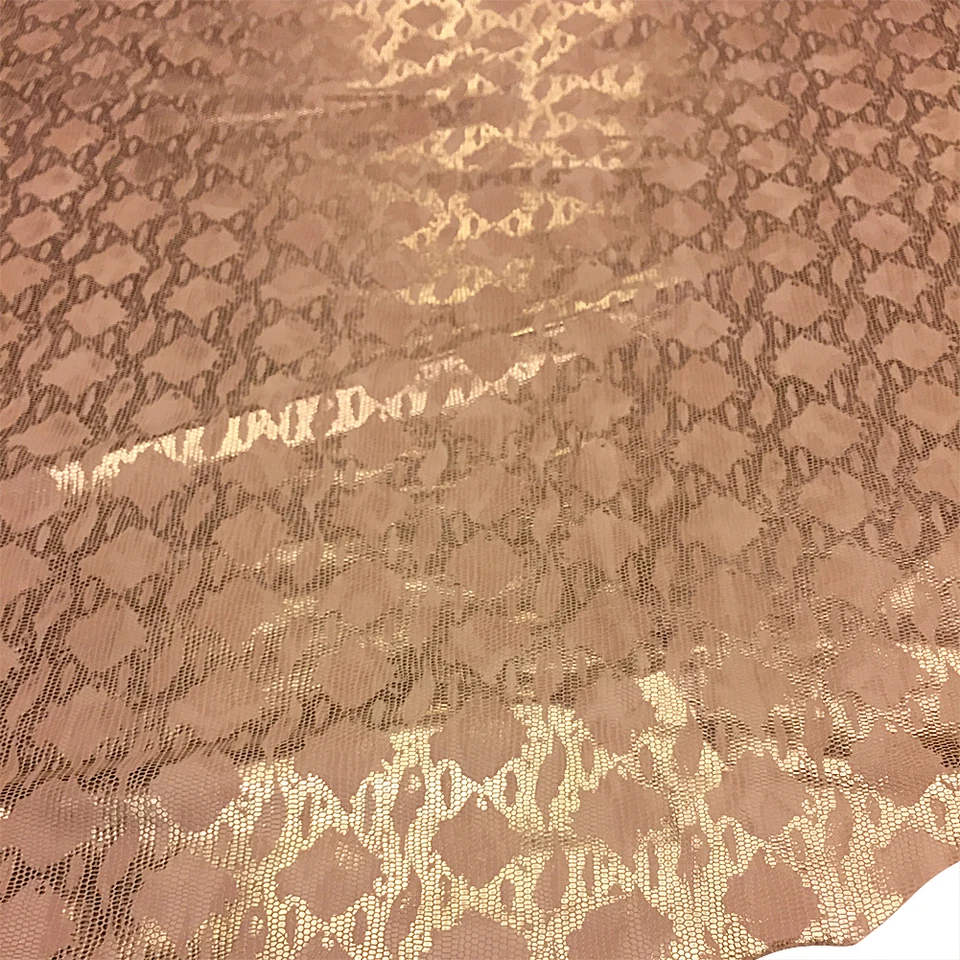 Pink Genuine Cowhide Leather Hides Silver Snakeskin Print Craft Fabric Material - Image 3 of 4