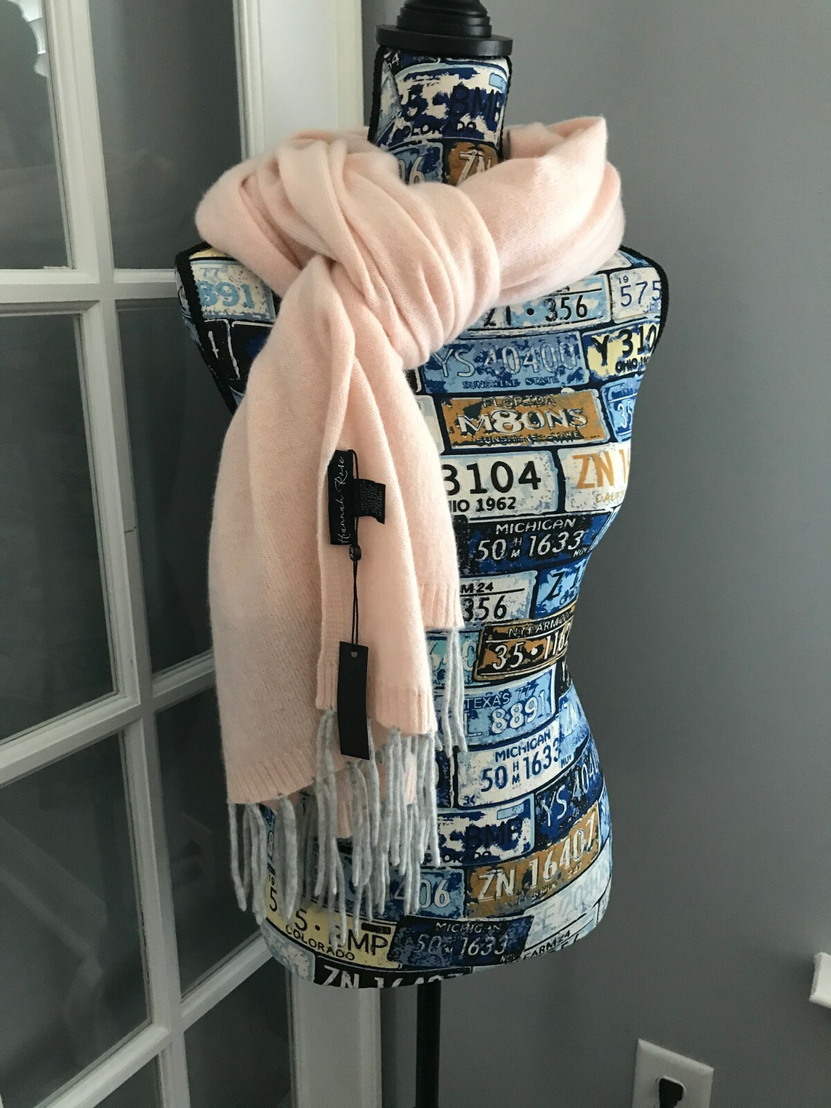 100% Cashmere Fringed Travel Wrap Scarf 