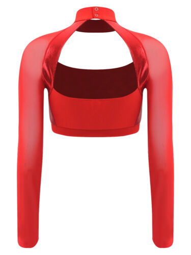 Women Cheer Uniform Tops Night Club Crop Top Rhinestone Cheerleader Costume - Picture 13 of 87