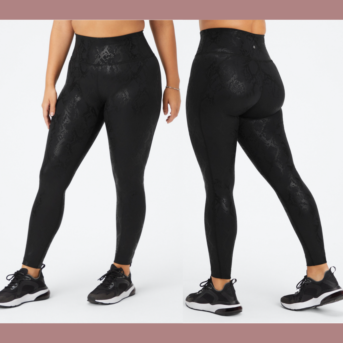 NWT $76 Fabletics Black Snake Foil High Waisted Leggings PLUS SZ