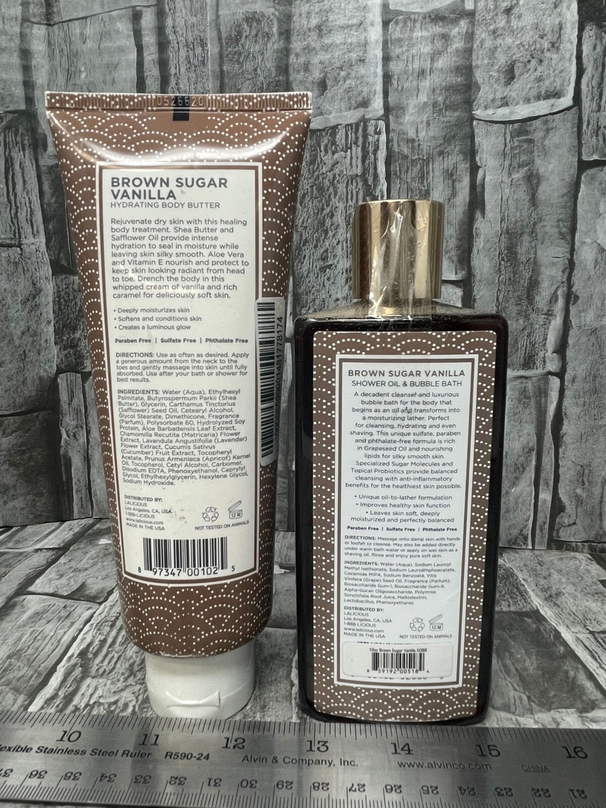 Lalicious Brown Sugar Vanilla Hydrating Body Butter 8 OZ & Shower oil 10 OZ New