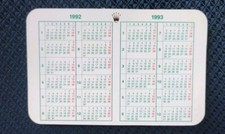 Rolex Vintage Calendar Card 1992/1993