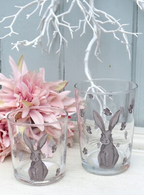 Clayre & Eef Deko Glas Hase Osterhase Teelichthalter 2 Größen H.9/12 cm D.8 cm