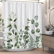  Sage Green Leaves Shower Curtain, Rustic Floral 72"W x 72"L (Pack of 1)