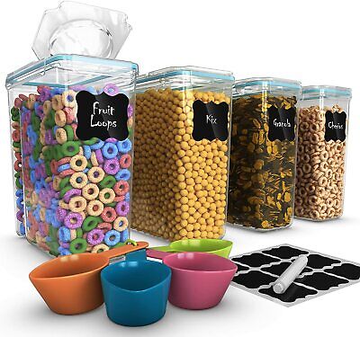 Cereal Container Storage Set - 100% Airtight Food Storage Containers, 18 Labels, 855334006248 | eBay