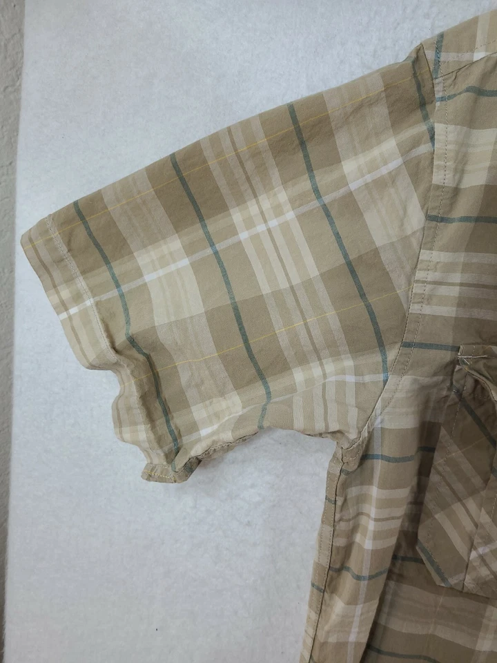 Alpine Designs Beige Plaid Short Sleeve Lightweight Active Shirt Mens Medium - Image 3 of 4