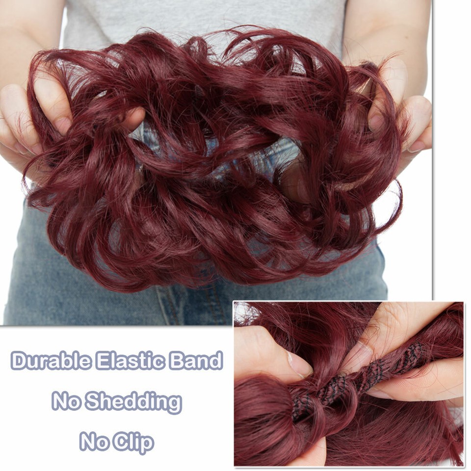 Thick Messy Rose Bun Curly Scrunchie Hair Extensions Natural Updo