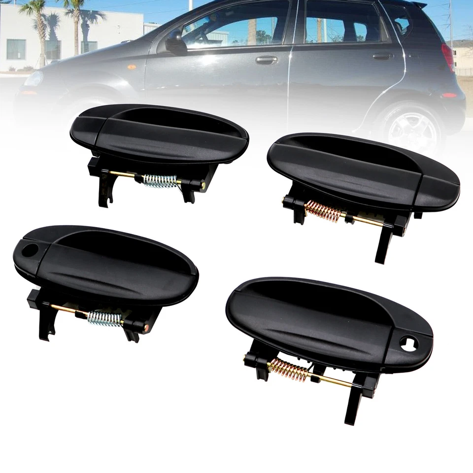 Outer Door Handles Set 4 Front Rear Left Right Black For Chevrolet Aveo5 Aveo Foto 2 de 4