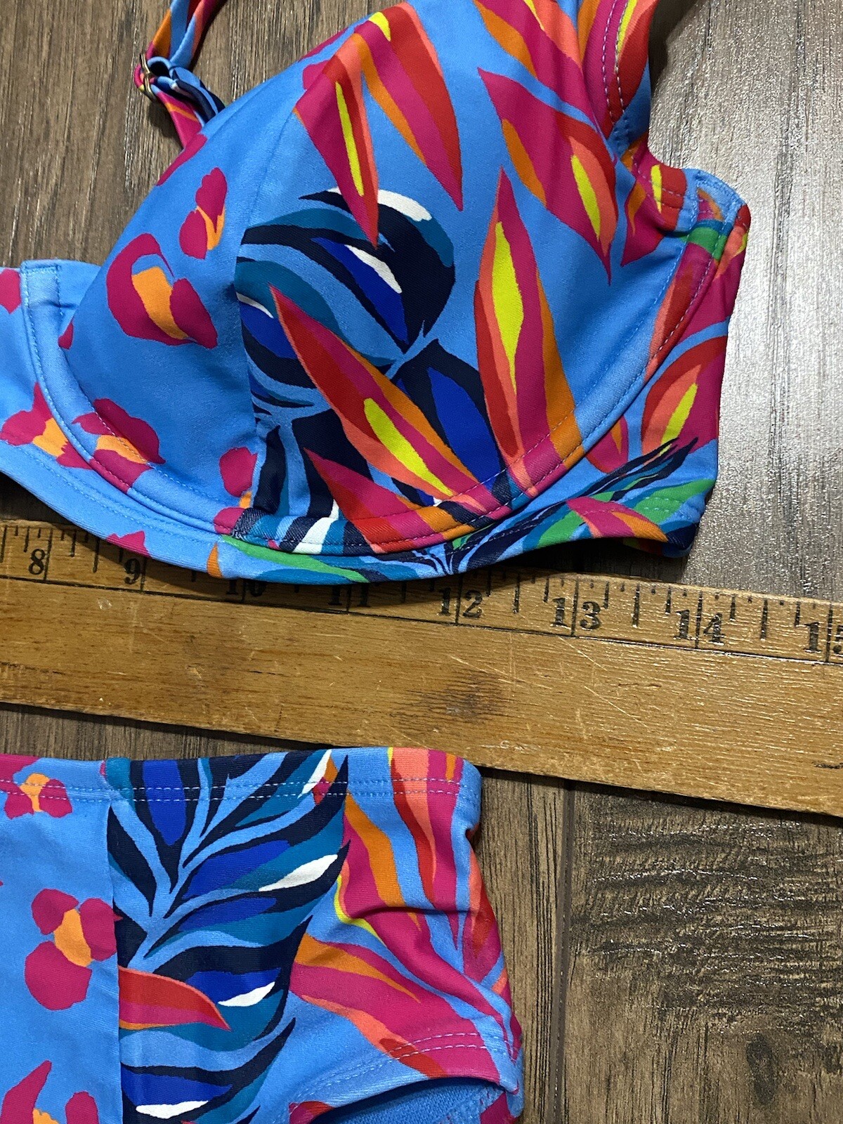 Tabitha Brown Swimsuit Size Small 2 pc bikini floral leopard blue