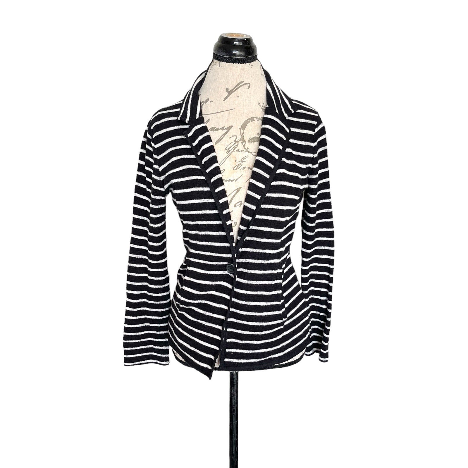 Caslon Womens Knit Blazer One Button Size XS Striped Jacket Collar