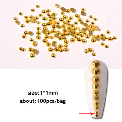 100Pcs Solid Metal Frame Art Art Gold Niet Manucure Accessoires Glitter Stud  