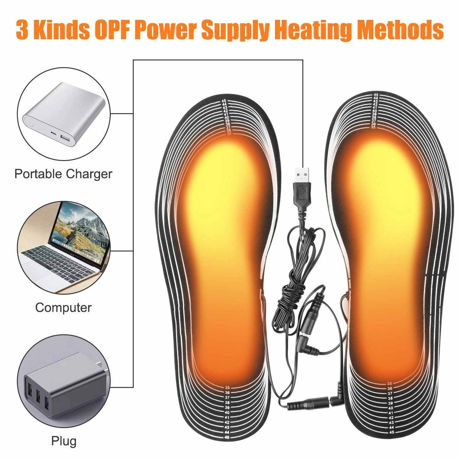 Rechargeable Electric Battery Heated Insoles Foot Warmer Shoe Feet Warm