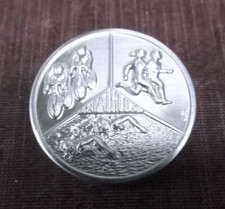 TRIATHLON silver stamped metal insert 2" diameter trophy parts lot of 11