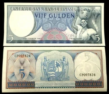 Suriname 5 Gulden 1963 Banknote World Paper Money UNC Currency 