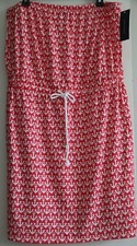 Tommy Hilfiger Dress M Strapless Cotton Anchor Drawstring Red Berry Sundress New