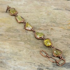 Pulsera ajustable cadena electroformada citrino cobre áspero regalo por amor 6,0"