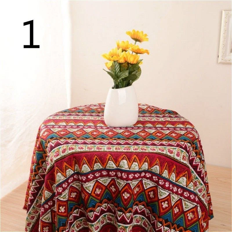 Stripe Tribal Ethnic Fabric Floral Upholstery Curtain Table Cloth Cotton Linen - image 3 of 4