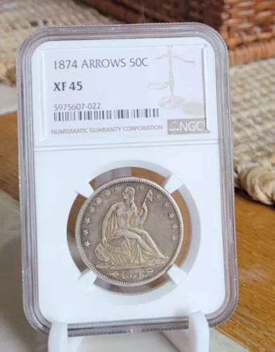 1874 Seated Liberty Half with Arrows  XF45 NGC