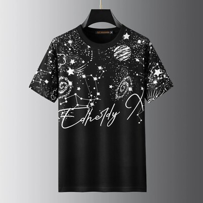 New Fashion Trend Rhinestone Summer Short Sleeve Luxury Men Streetwear T-Shirt