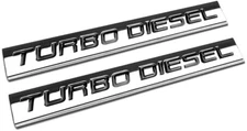 2x 3D Chrome Silver&Black TURBO DIESEL Car Emblem Trunk Lid Sport Decal Badge