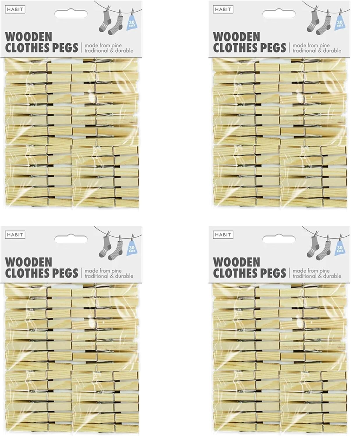 Pine Wooden Natural Clothes Pegs 120 Pieces Strong Pegs Fits Any Clothesline