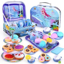 Tea Set Toys for Girls 36pcs, Mermaid Tea Party Set Toy Pretend Play Gifts