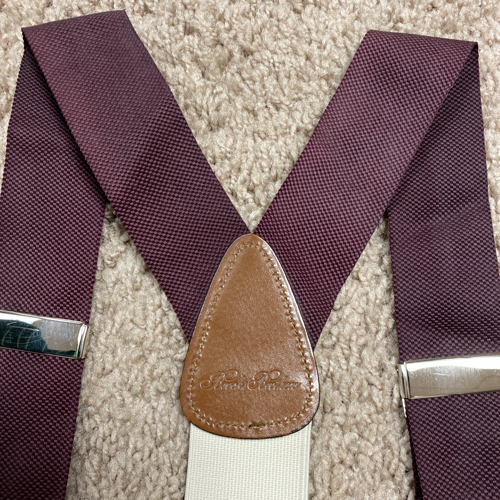 Brooks Brothers Mens Maroon Suspenders Brown LeatherMade In England eBay