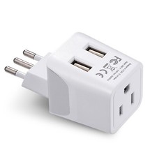 Ceptics USA to Italy Travel Adapter Plug - Type L - Dual USB CTU-12A 