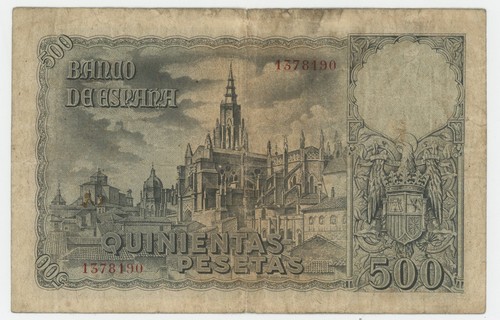 Spanien España 500 Pesetas 21-10-1940 Pick 124.a ss zirkulierte Banknote - Bild 2 von 2