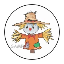 30 SCARECROW ENVELOPE SEALS LABELS STICKERS 1.5" ROUND HALLOWEEN PARTY FAVORS