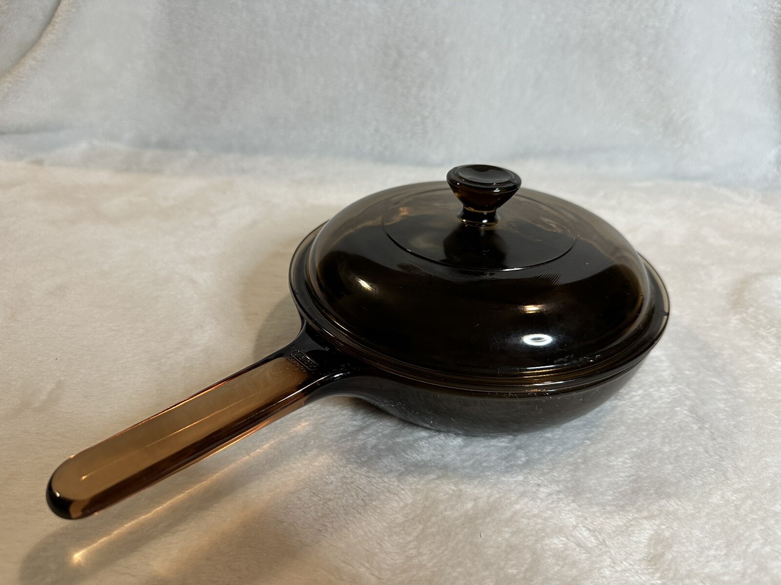 Vintage Corning Pyrex Vision Ware Amber Frying Pan 7 inch Teflon