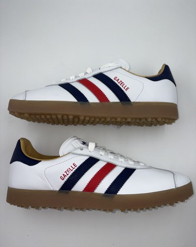 Adidas Gazelle Unisex M9.5/W10.5 Cloud White Leather Spikeless Golf Shoes JP7705