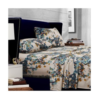 Tribeca Living Casablanca Floral Printed Deep Pocket Sheet Set, California King