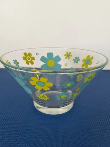 Vintage 1960s MCM Mod Atomic Floral Pattern Chip Bowl Mid-Century Style