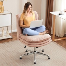 Pink Microfiber Home Office Desk Chair 18 High Back Armless Adjustable Seat