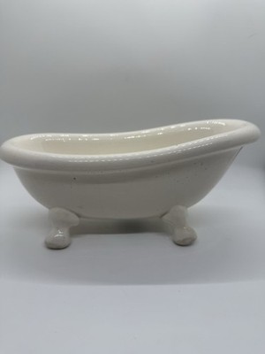 Maileg miniature ceramic clawfoot tub soap dish trinket holder planter EUC