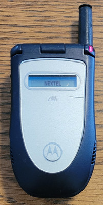 Motorola i series i90c - Blue and Silver ( Nextel ) iDEN PTT Flip Phone