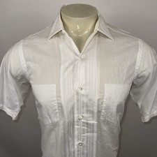 1950s Excello Dress Shirt Sanforized White MCM Mod USA Made S/S Mens Medium 15.5