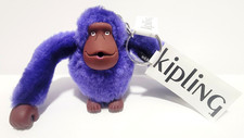New With Tag KIPLING Live Light Monkey Keychain - Eggplant Purple 2.75"H